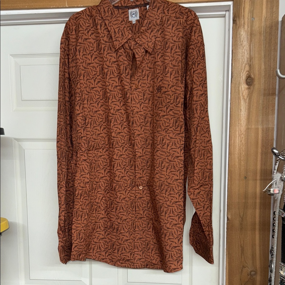 Cinch Men's Terracotta Patterned Button Down Shirt